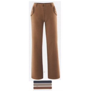 Pantalon taille haute PALAZZO (jambe large) en tissu de chanvre et coton bio